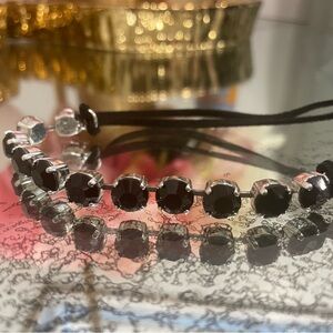 Black stones choker with soft leather straps